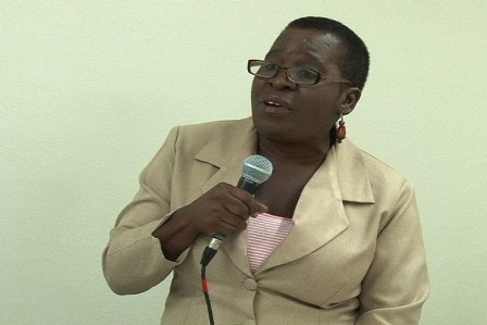National Director of Early Childhood Development Mrs. Jacqueline Morris delivering remarks at the ceremony at the Jessups Community Centre to launch the Better Parenting Programme hosted by the Early Childhood Sector of the Department and Ministry of Education
